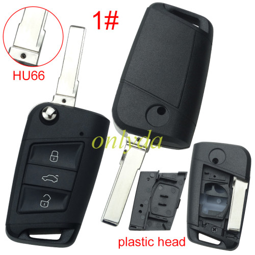 For VW 3 button flip remote key blank with HU66/HU162T blade, pls choose button model