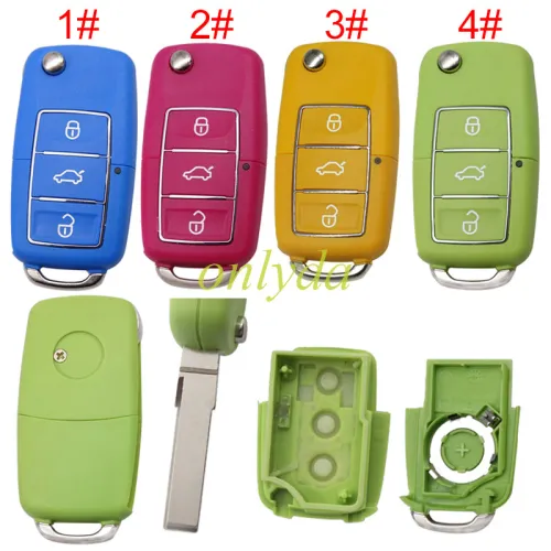 For  VW 3 button remote key shell with blade with badge  , pls choose color