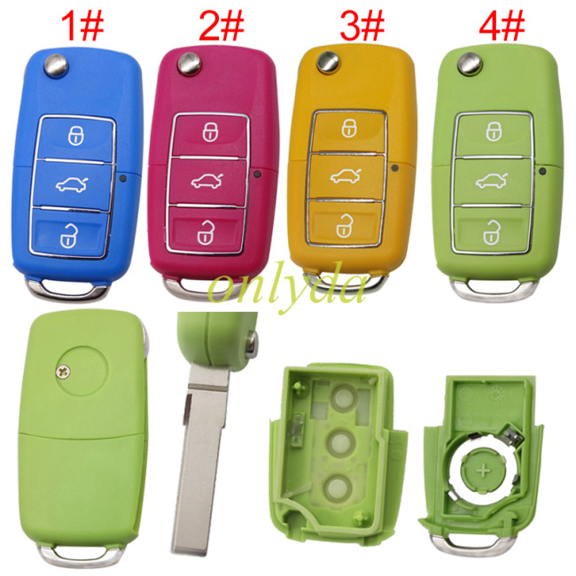 For VW 3 button remote key shell with blade with badge , pls choose color