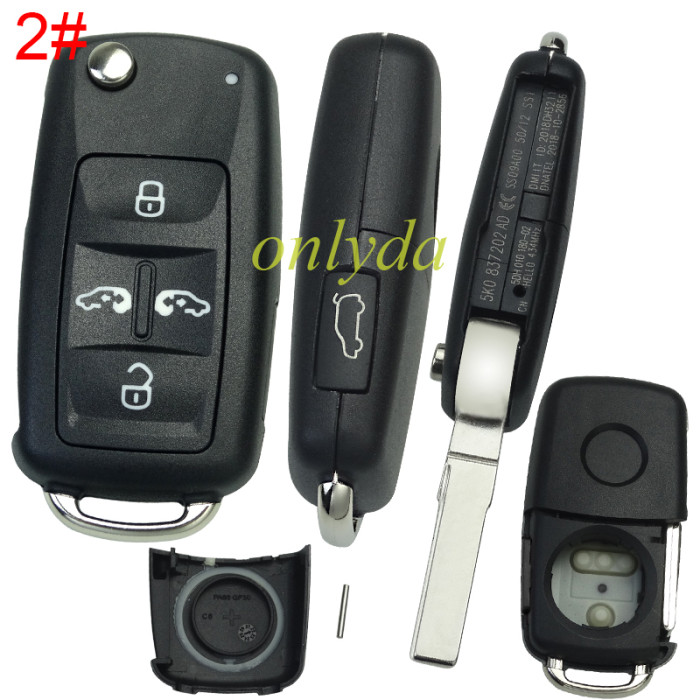 For  VW  remote key blank with badge, pls choose button model