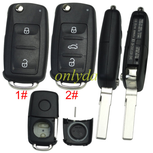 For VW 2/3 button key  blank new modile after 2011 with badge ， pls choose button model