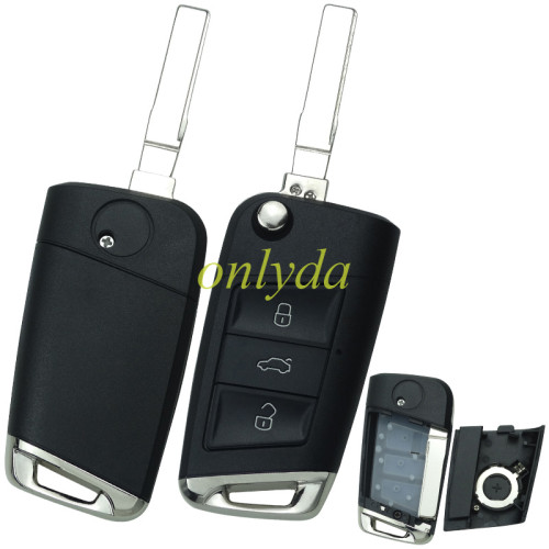 For  VW 3 button remote key shell with badge
