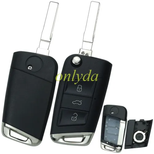 For  VW 3 button remote key shell with badge