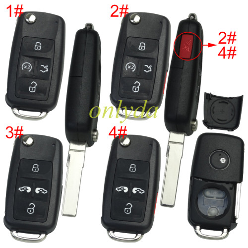 For  VW  4/4+1 button remote  key shell with badge , pls choose buttn model