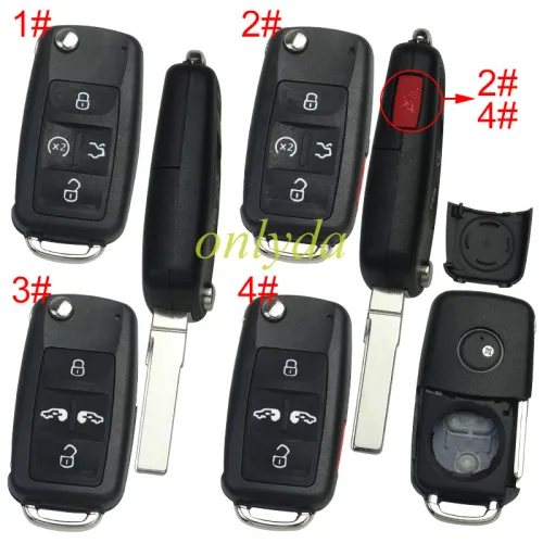 For  VW  4/4+1 button remote  key shell with badge , pls choose buttn model