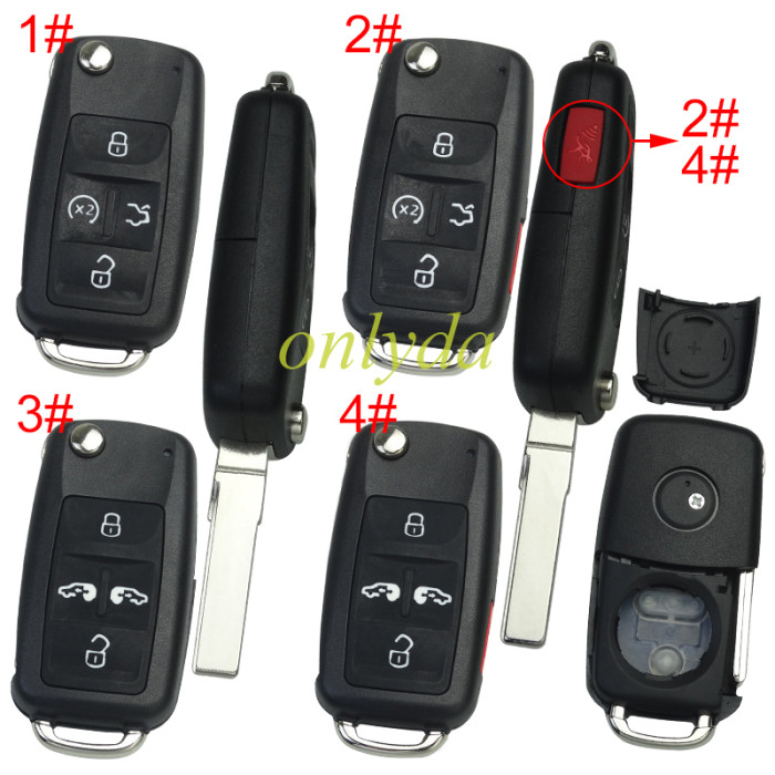 For  VW  4/4+1 button remote  key shell with badge , pls choose buttn model