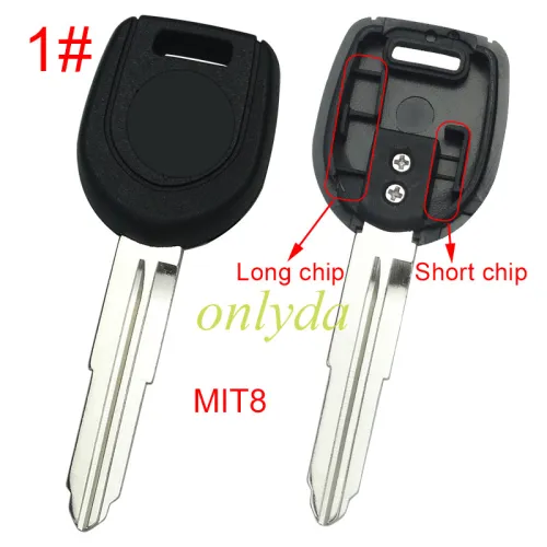 For Mitsubish transponder key blank with 1#MIT8/2#MITIIR  blade with badge (can put TPX  long chip), pls choose blade
