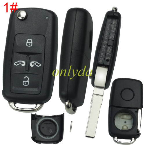 For  VW  remote key blank with badge, pls choose button model