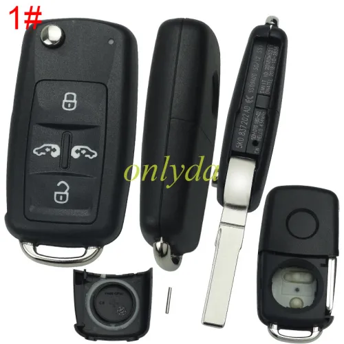 For  VW  remote key blank with badge, pls choose button model