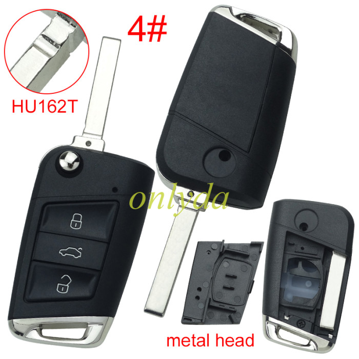 For VW 3 button flip remote key blank with HU66/HU162T blade, pls choose button model