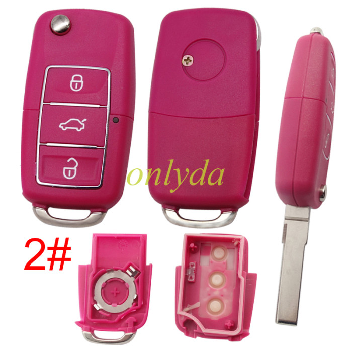For  VW 3 button remote key shell with blade with badge  , pls choose color