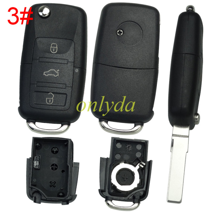 For VW  remote key blank (the key head connect face is square)， pls choose button model