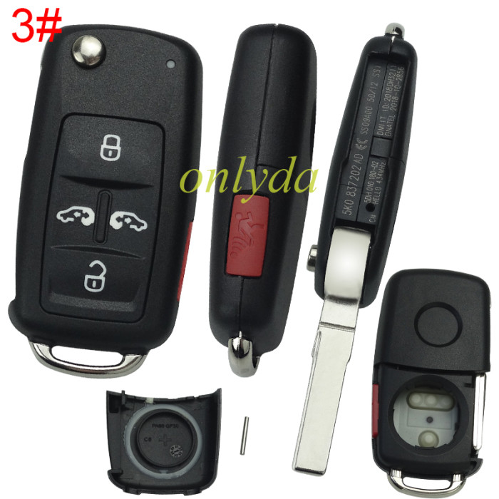 For  VW  remote key blank with badge, pls choose button model