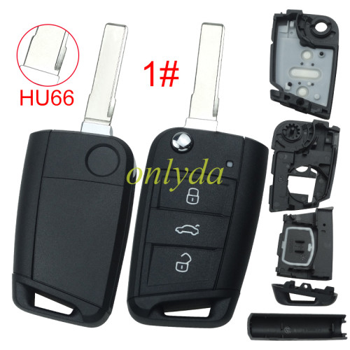 For  VW 3 button flip remote key blank with HU66/HU162T blade, pls choose button model