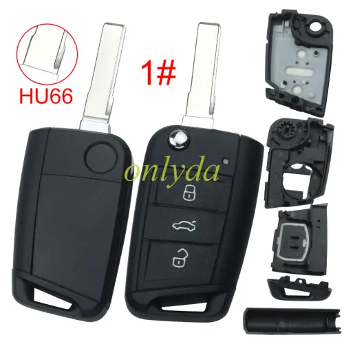 For  VW 3 button flip remote key blank with HU66/HU162T blade, pls choose button model
