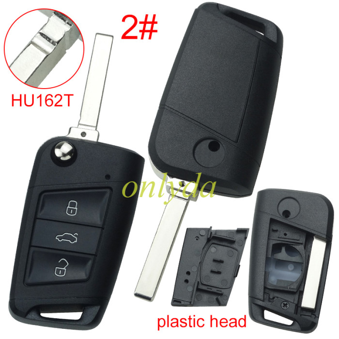 For VW 3 button flip remote key blank with HU66/HU162T blade, pls choose button model