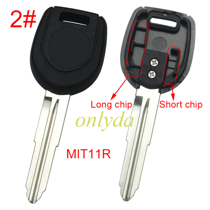 For Mitsubish transponder key blank with 1#MIT8/2#MITIIR  blade with badge (can put TPX  long chip), pls choose blade