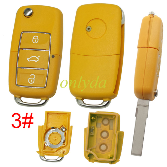 For  VW 3 button remote key shell with blade with badge  , pls choose color