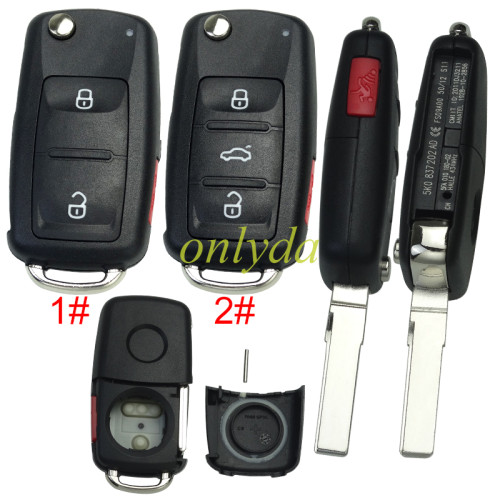 For NEW Model for VW 2+1/3+1 button key blank After 2011 with badge , pls choose button model