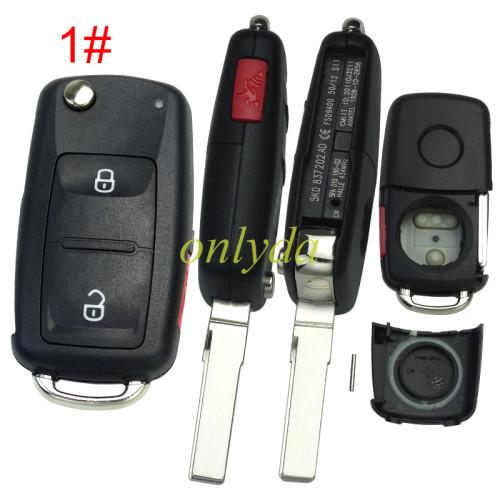 For NEW Model for VW 2+1/3+1 button key blank After 2011 with badge , pls choose button model