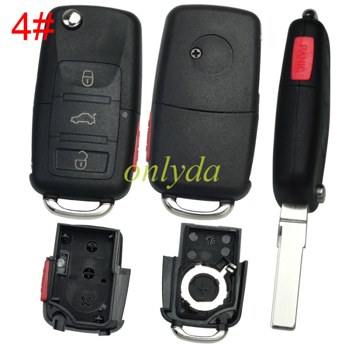 For VW  remote key blank (the key head connect face is square)， pls choose button model
