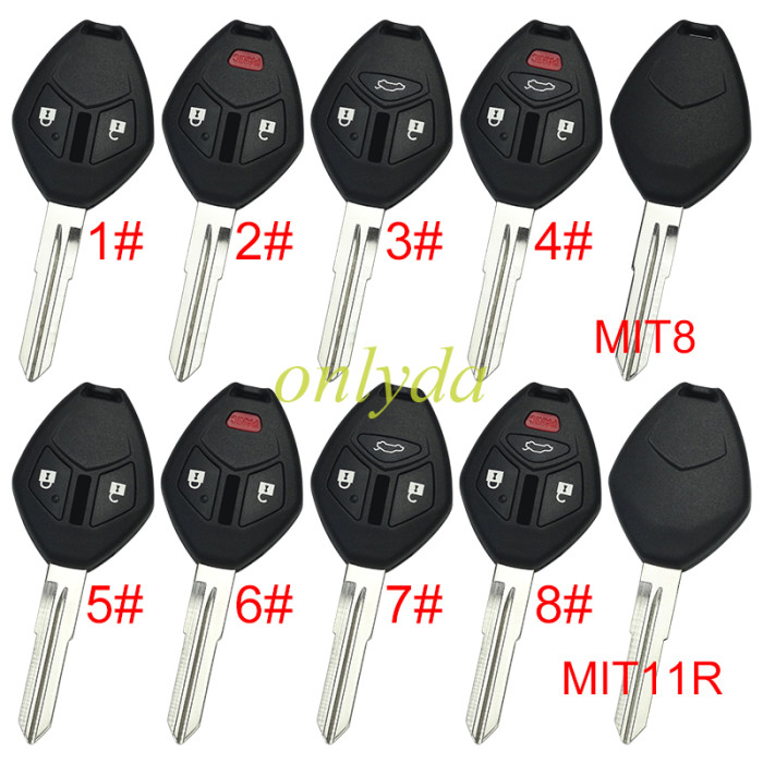 For Mitsubishi remote key shell with MIT11R/MIT8 blade Without badge , pls choose button model