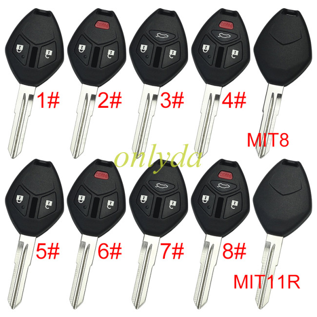 For Mitsubishi remote key shell with MIT11R/MIT8 blade Without badge , pls choose button model