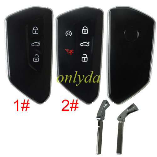 Aftermarket VW 3/5 button remote key blank with key blade with logo , pls choose button model