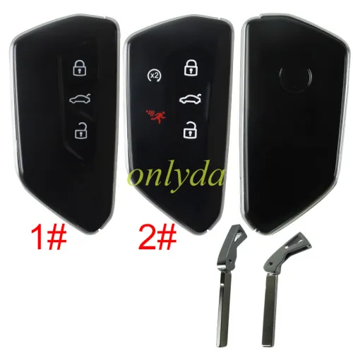 Aftermarket VW 3/5 button remote key blank with key blade with logo , pls choose button model