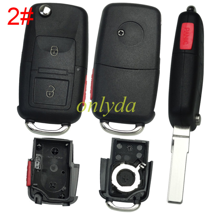 For VW  remote key blank (the key head connect face is square)， pls choose button model