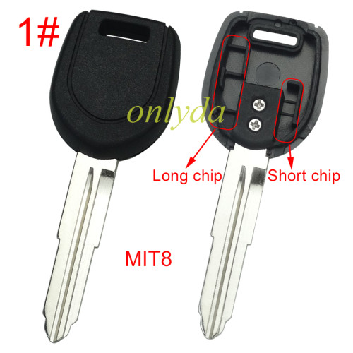 For Mitsubish transponder key blank with 1#MIT8/2#MITIIR  blade without badge (can put TPX  long chip), pls choose blade