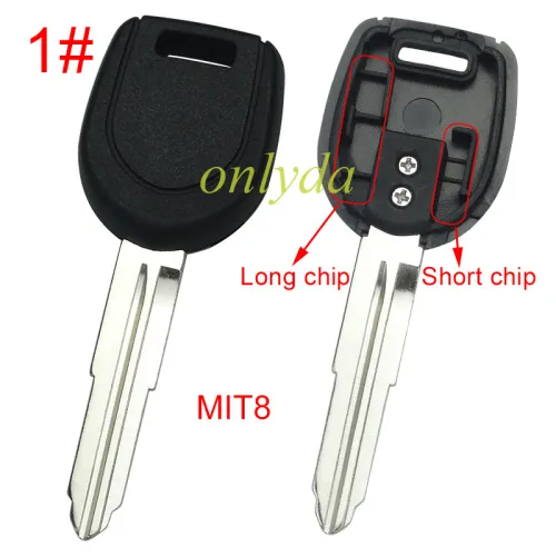 For Mitsubish transponder key blank with 1#MIT8/2#MITIIR  blade without badge (can put TPX  long chip), pls choose blade