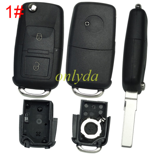 For VW  remote key blank (the key head connect face is square)， pls choose button model