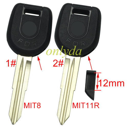 For Mitsubish transponder key blank with 1#MIT8/ 2#MIT11R  blade with badge  , pls choose blade type
