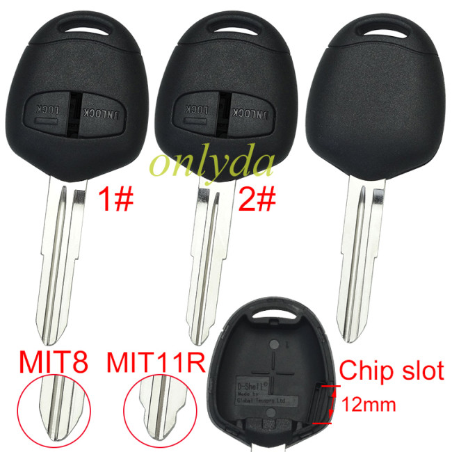 Super Stronger GTL shell  Mitsubishi upgrade 2 button key shell with left MIT8/MIT11R  blade,Pls choose blade