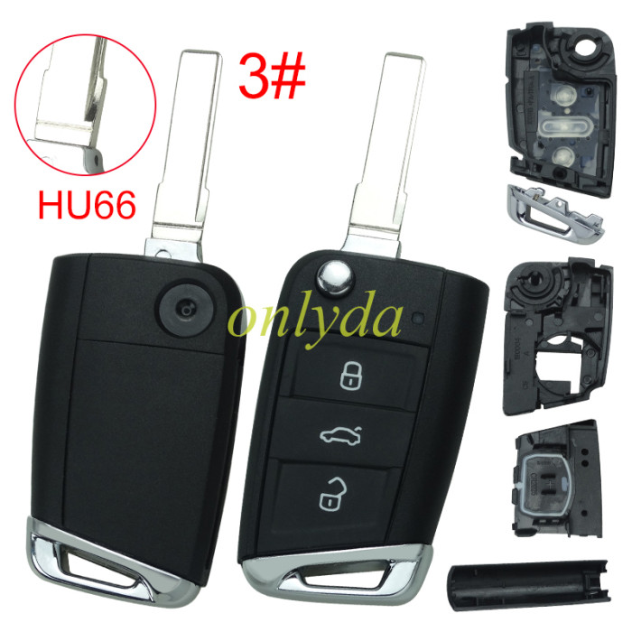 For VW Golf7 3 button remote key shell with HU66/HU162T blade, the pin hole is same as original shell  .pls choose button model
