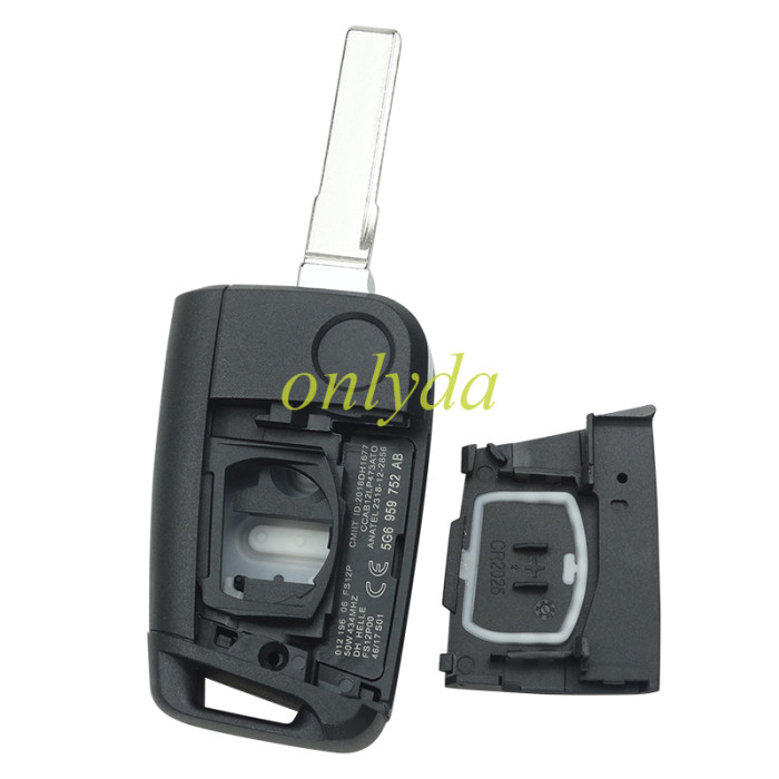 For  VW 3 button flip remote key blank with HU66/HU162T blade, pls choose button model