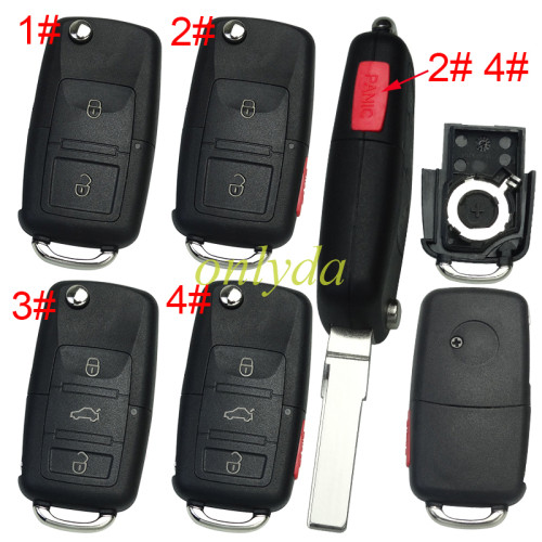 For VW  remote key blank (the key head connect face is square)， pls choose button model