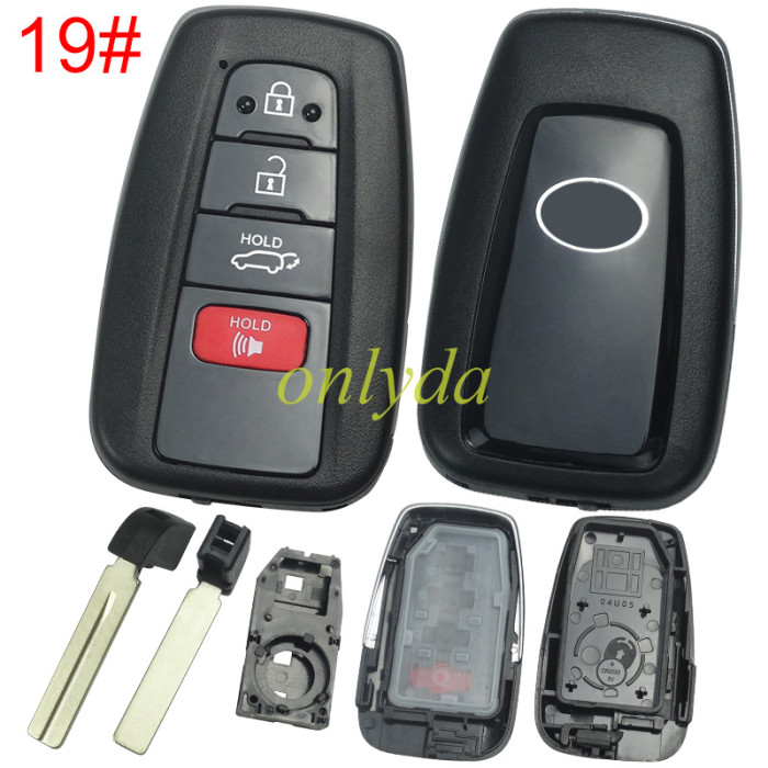 For Toyota remote key blank with blade with badge , the blade switch on the back-shell-part