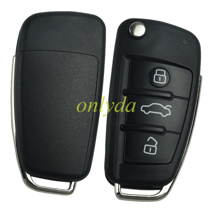 For Audi  3 button  Remote key Blank for A4 A6 Q7 with badge with HU66 blade