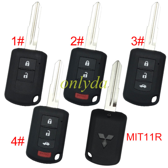 For Mitsubishi  upgrade remote key blank with MIT11R blade with badge , pls choose button model