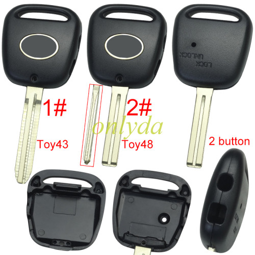 For Toyota 2 button remote key with light hole with badge, pls choose blade model