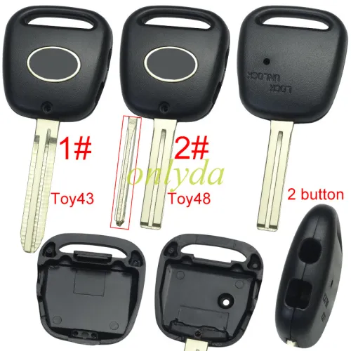 For Toyota 2 button remote key with light hole with badge, pls choose blade model