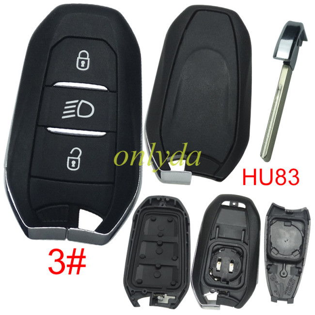 free shipping 10pcs/lot for Peugeot remote key shell without  badge, blade HU83