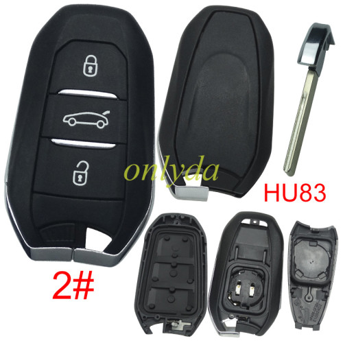 free shipping 10pcs/lot for Peugeot remote key shell without  badge, blade HU83