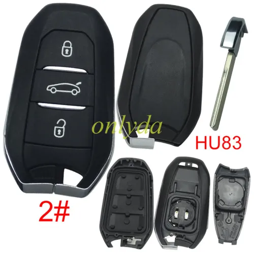 free shipping 10pcs/lot for Peugeot remote key shell without  badge, blade HU83