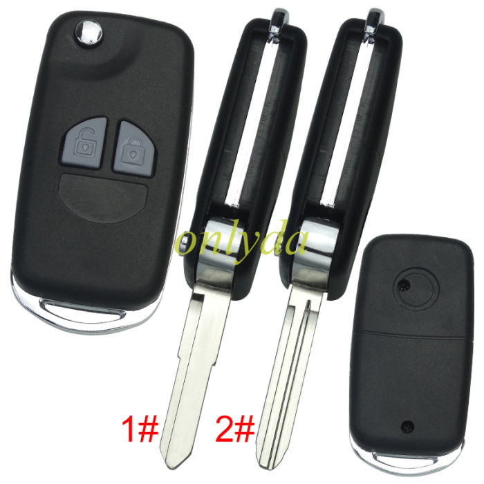 For Suzuki Modified flip key shell 2 button with badge, pls choose blade model