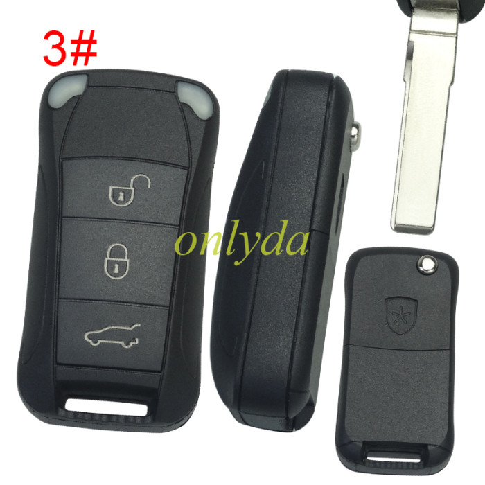 For Porshe Cayenne  flip remote key shell with blade with logo , pls choose button model