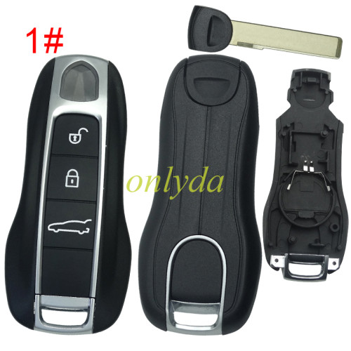 For Porsche  Modified remote key shell with badge , pls choose button model