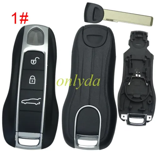 For Porsche  Modified remote key shell with badge , pls choose button model